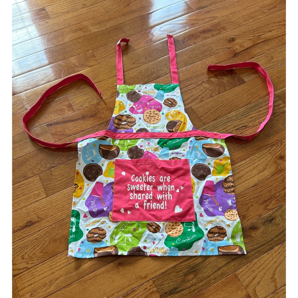 Little Brownie Bakers Girl Scout Cookie Apron Pink Shared With A Friend Cotton